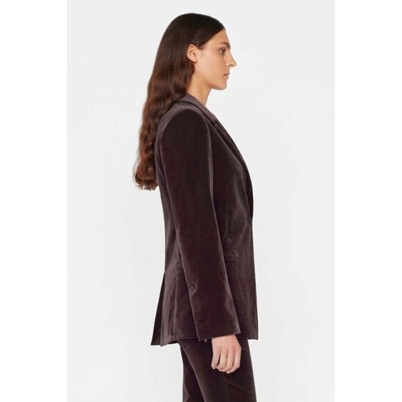 Frame Womens Brown Velvet Single Button Cotton Blazer NEW Jacket Modern Office - Picture 7 of 17